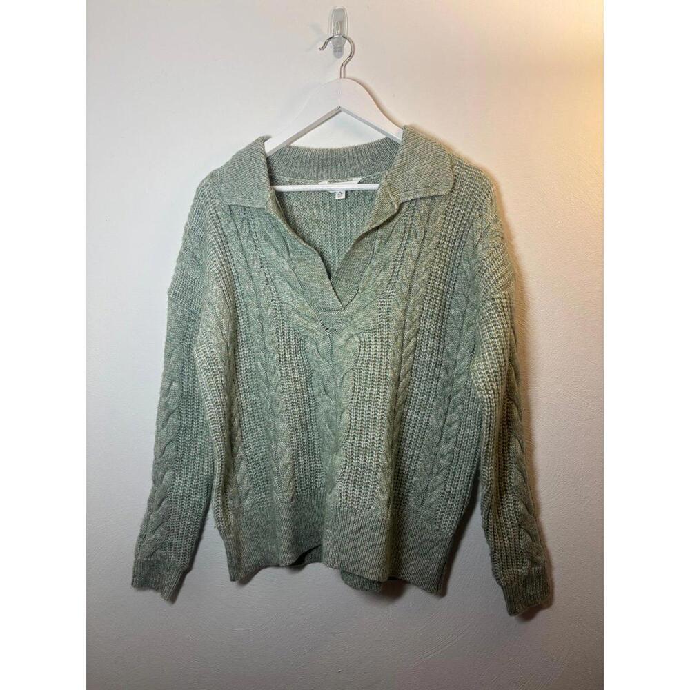 Time & Tru Cable Knit Collar V-Neck Sweater Size Small (4-6)